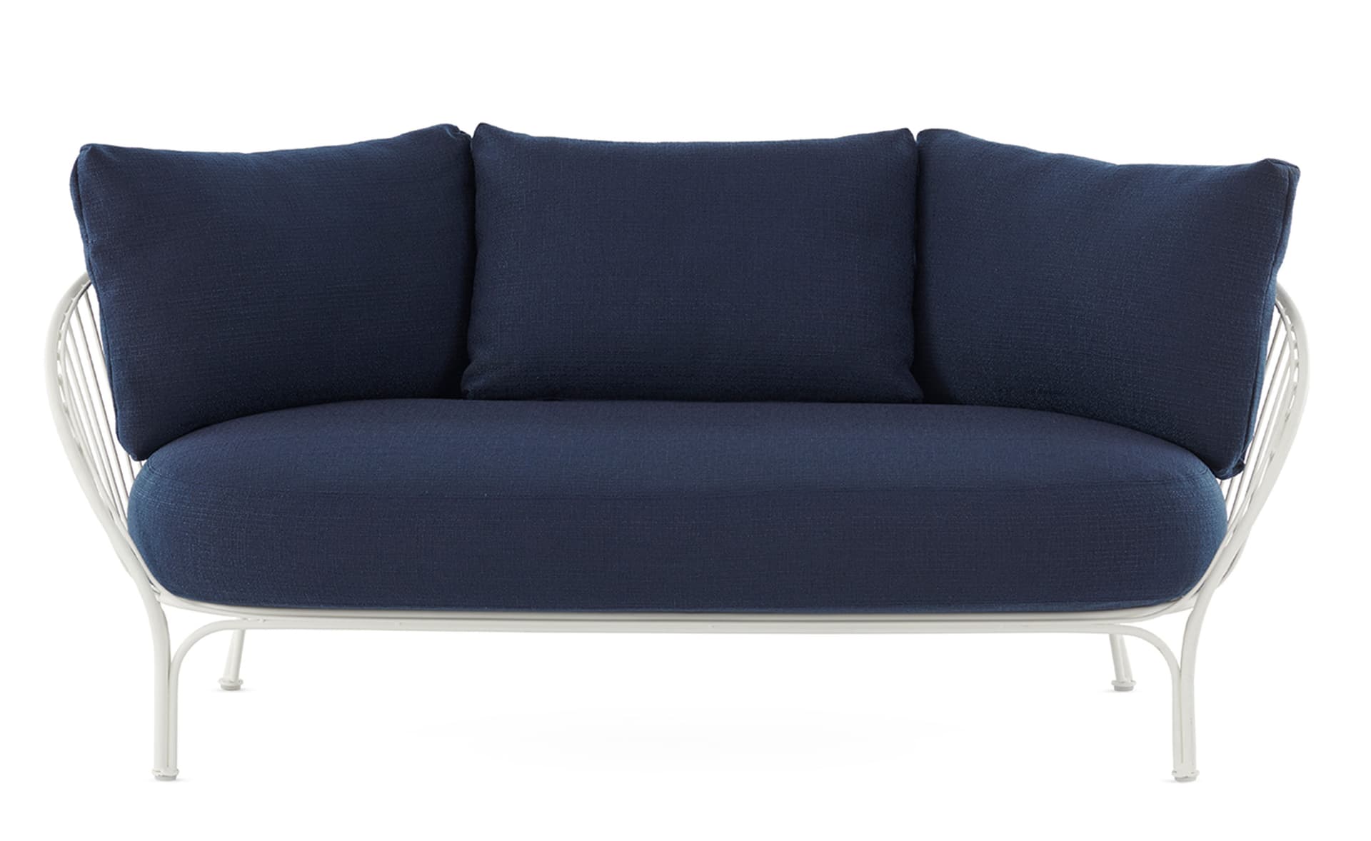 Hiray Soft Sofa / add protective cover / blue seat cushion & 3 main back cushions / white frame