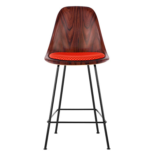 eames wood stool with seat pad by Eames for Herman Miller