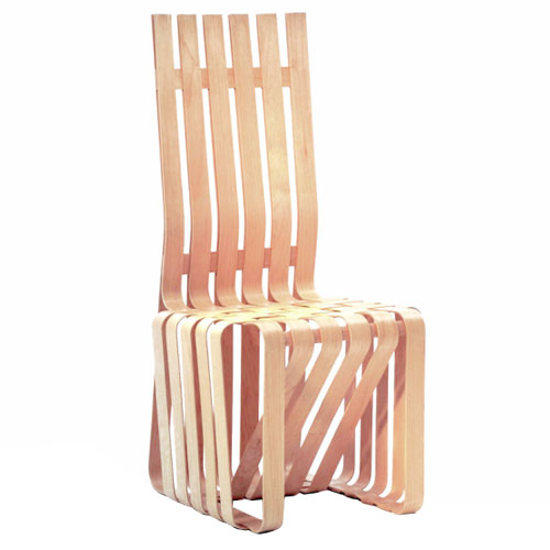 high sticking chair by Frank Gehry for Knoll