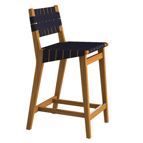 risom outdoor stool with webbed back by Jens Risom for Knoll